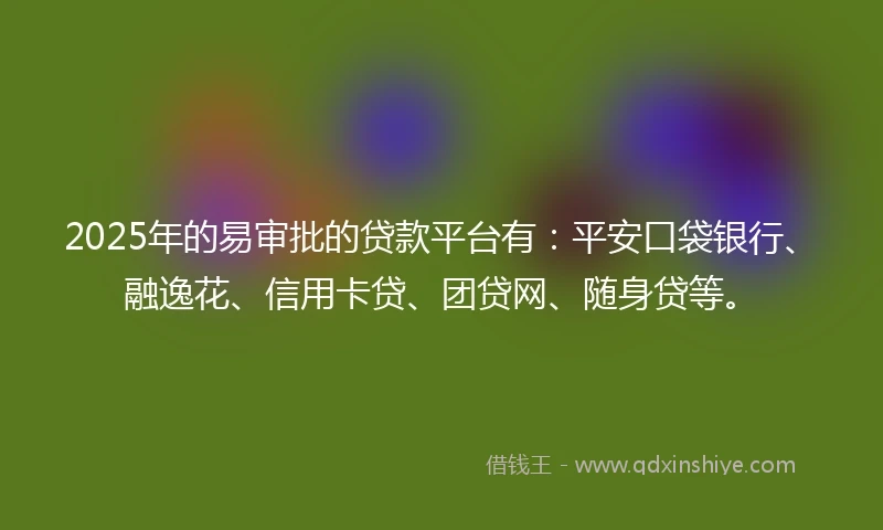 2025年的易审批的贷款平台有：平安口袋银行、融逸花、信用卡贷、团贷网、随身贷等。
