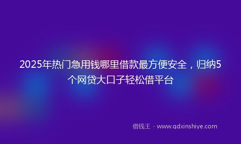 2025年热门急用钱哪里借款最方便安全，归纳5个网贷大口子轻松借平台