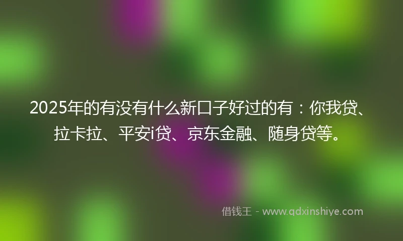 2025年的有没有什么新口子好过的有：你我贷、拉卡拉、平安i贷、京东金融、随身贷等。