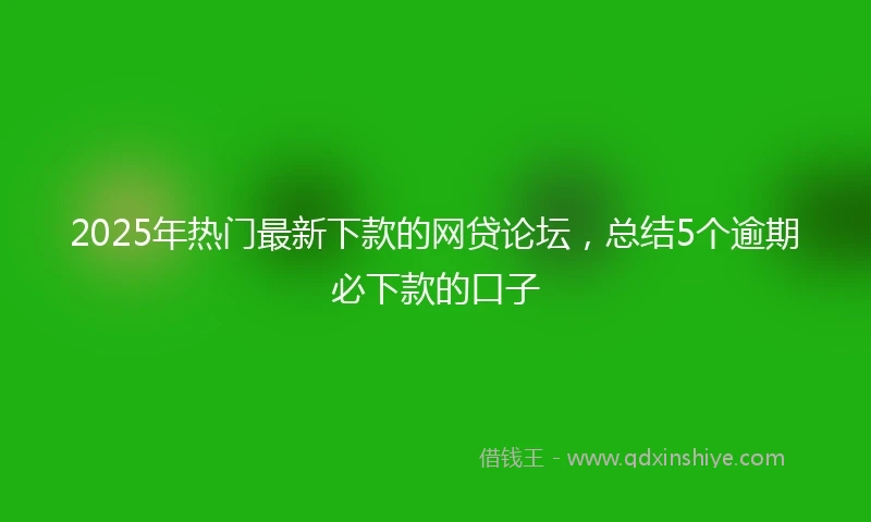 2025年热门最新下款的网贷论坛，总结5个逾期必下款的口子