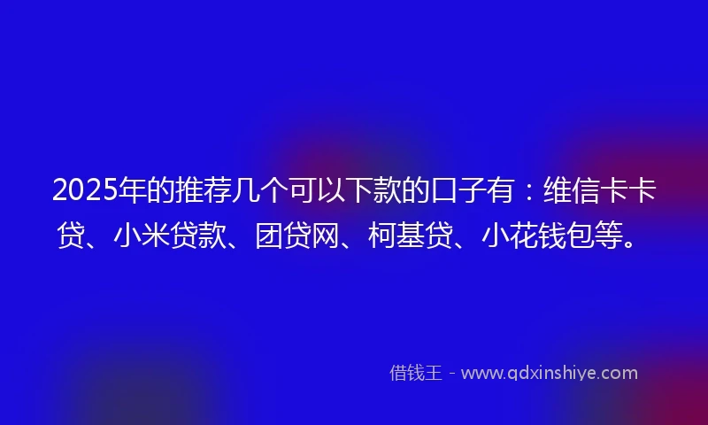 2025年的推荐几个可以下款的口子有：维信卡卡贷、小米贷款、团贷网、柯基贷、小花钱包等。