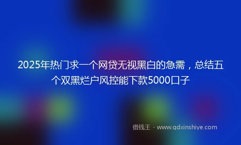 2025年热门求一个网贷无视黑白的急需，总结五个双黑烂户风控能下款5000口子