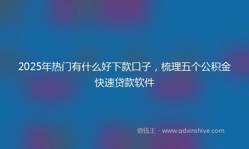 2025年热门有什么好下款口子，梳理五个公积金快速贷款软件