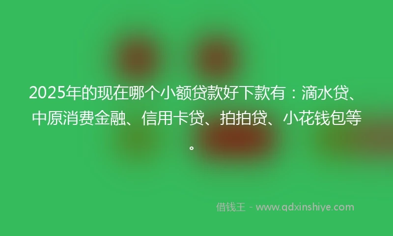 2025年的现在哪个小额贷款好下款有:滴水贷、中原消费金融、信用卡贷、拍拍贷、小花钱包等。