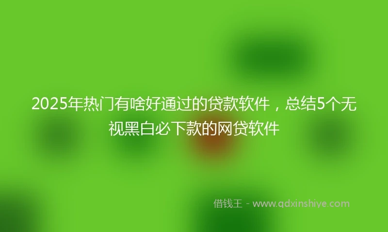 2025年热门有啥好通过的贷款软件，总结5个无视黑白必下款的网贷软件