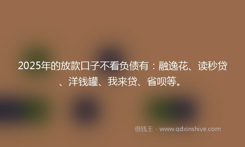 2025年的放款口子不看负债有：融逸花、读秒贷、洋钱罐、我来贷、省呗等。