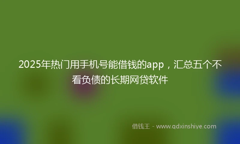 2025年热门用手机号能借钱的app，汇总五个不看负债的长期网贷软件