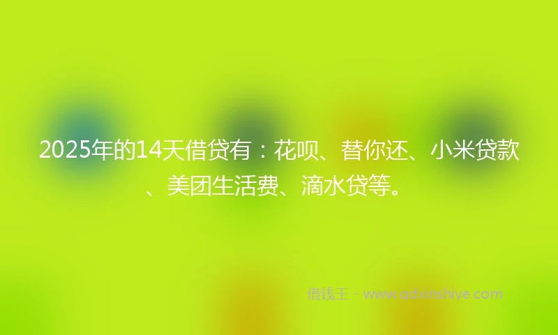 2025年的14天借贷有：花呗、替你还、小米贷款、美团生活费、滴水贷等。