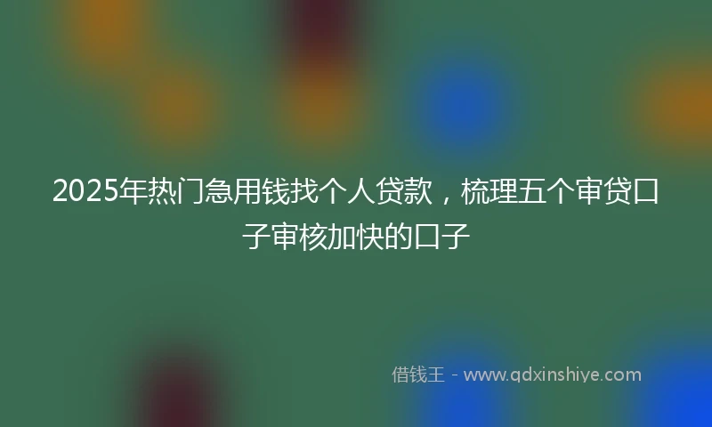 2025年热门急用钱找个人贷款，梳理五个审贷口子审核加快的口子