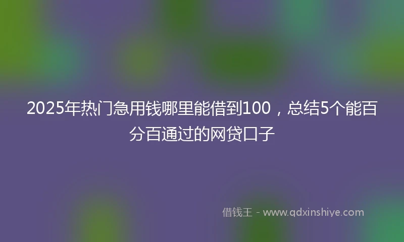 2025年热门急用钱哪里能借到100，总结5个能百分百通过的网贷口子