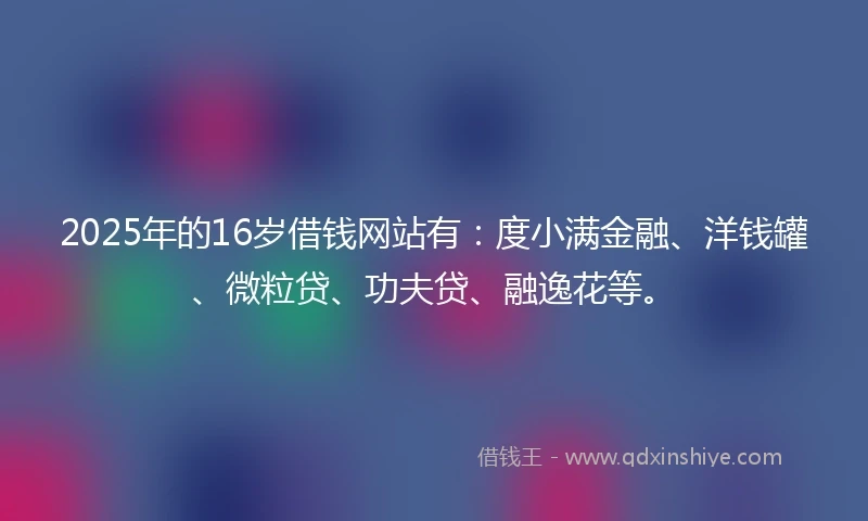2025年的16岁借钱网站有：度小满金融、洋钱罐、微粒贷、功夫贷、融逸花等。