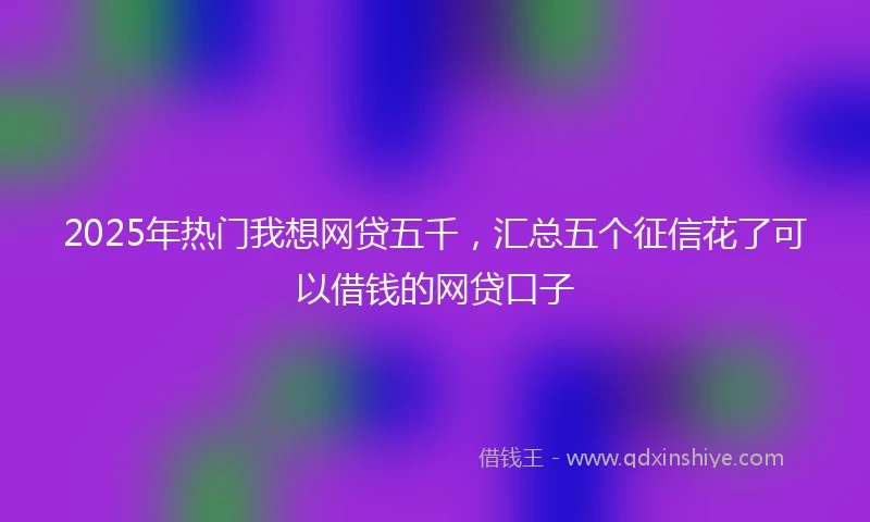 2025年热门我想网贷五千，汇总五个征信花了可以借钱的网贷口子