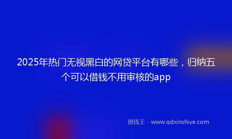 2025年热门无视黑白的网贷平台有哪些，归纳五个可以借钱不用审核的app