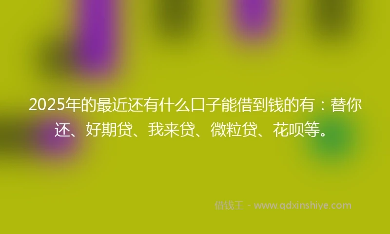 2025年的最近还有什么口子能借到钱的有：替你还、好期贷、我来贷、微粒贷、花呗等。