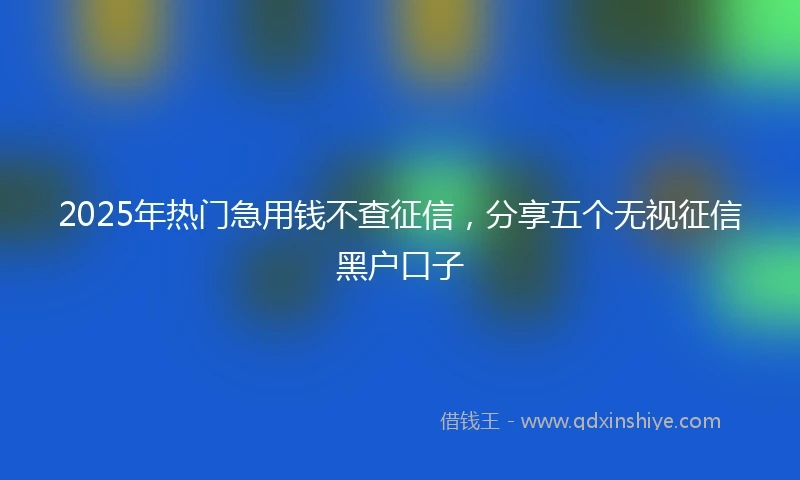 2025年热门急用钱不查征信，分享五个无视征信黑户口子