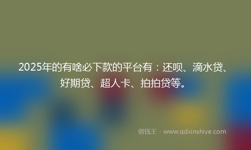 2025年的有啥必下款的平台有：还呗、滴水贷、好期贷、超人卡、拍拍贷等。