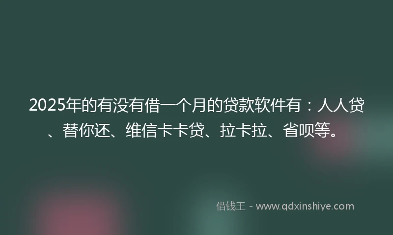 2025年的有没有借一个月的贷款软件有：人人贷、替你还、维信卡卡贷、拉卡拉、省呗等。