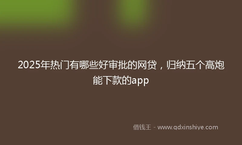 2025年热门有哪些好审批的网贷，归纳五个高炮能下款的app