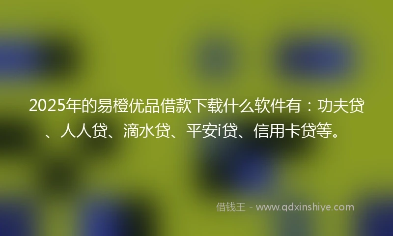 2025年的易橙优品借款下载什么软件有：功夫贷、人人贷、滴水贷、平安i贷、信用卡贷等。