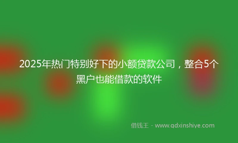2025年热门特别好下的小额贷款公司，整合5个黑户也能借款的软件