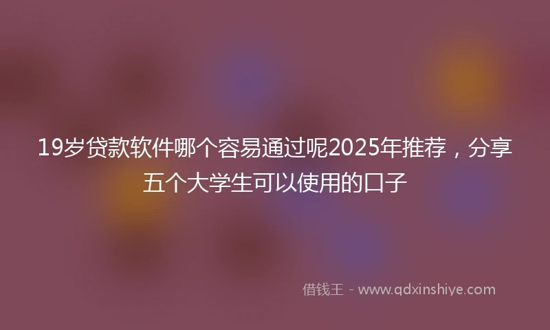 19岁贷款软件哪个容易通过呢2025年推荐，分享五个大学生可以使用的口子