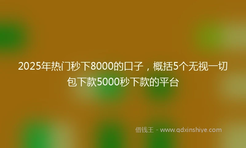 2025年热门秒下8000的口子，概括5个无视一切包下款5000秒下款的平台
