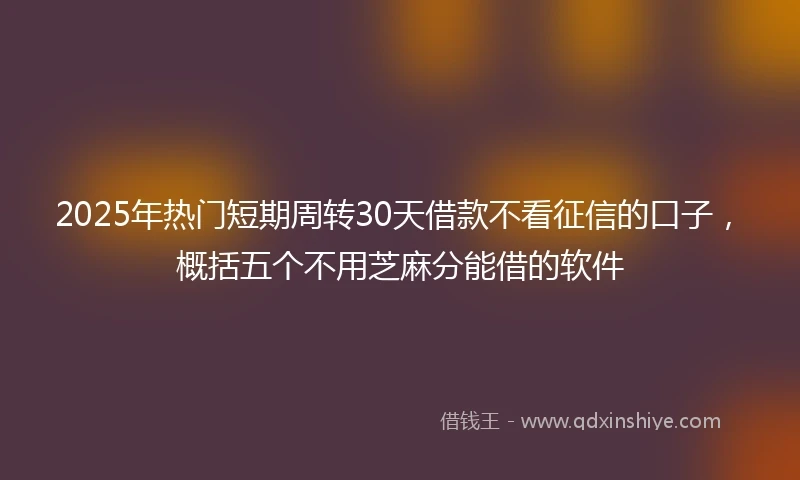 2025年热门短期周转30天借款不看征信的口子,概括五个不用芝麻分能借的软件