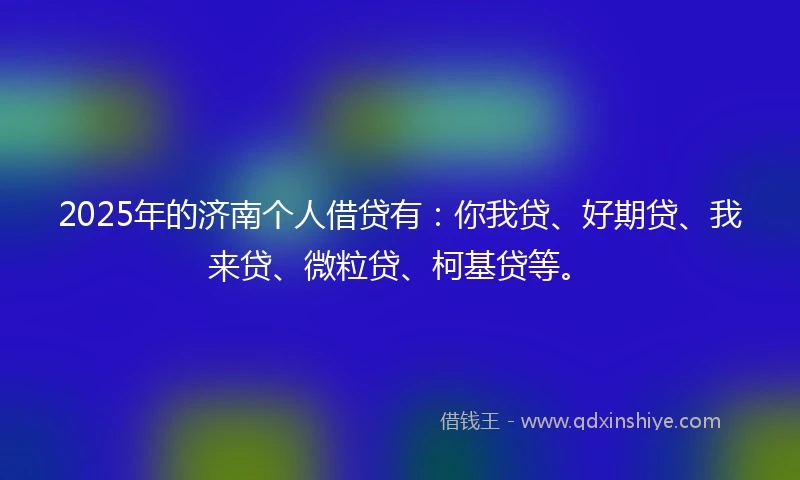 2025年的济南个人借贷有：你我贷、好期贷、我来贷、微粒贷、柯基贷等。