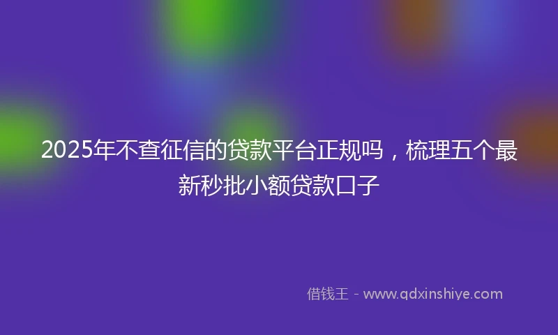 2025年不查征信的贷款平台正规吗，梳理五个最新秒批小额贷款口子