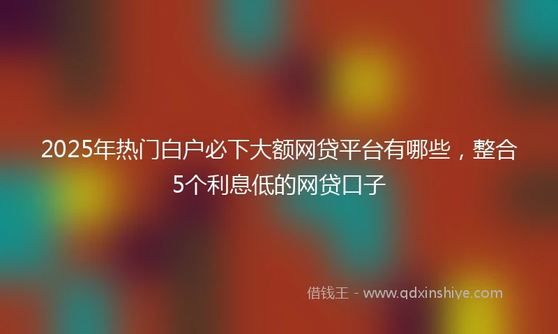 2025年热门白户必下大额网贷平台有哪些，整合5个利息低的网贷口子
