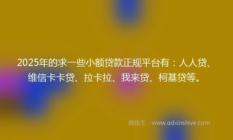 2025年的求一些小额贷款正规平台有：人人贷、维信卡卡贷、拉卡拉、我来贷、柯基贷等。