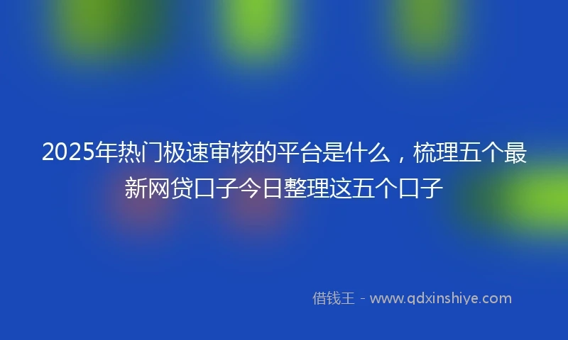 2025年热门极速审核的平台是什么，梳理五个最新网贷口子今日整理这五个口子
