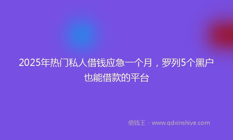 2025年热门私人借钱应急一个月，罗列5个黑户也能借款的平台