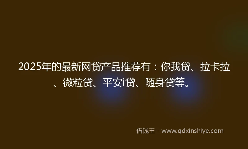 2025年的最新网贷产品推荐有：你我贷、拉卡拉、微粒贷、平安i贷、随身贷等。