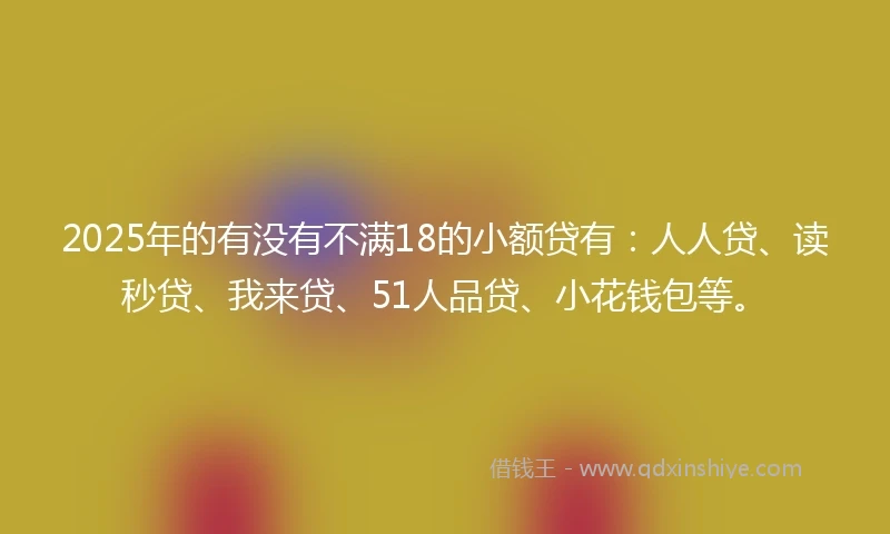 2025年的有没有不满18的小额贷有：人人贷、读秒贷、我来贷、51人品贷、小花钱包等。