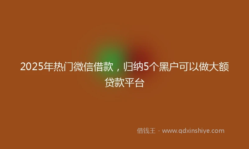 2025年热门微信借款，归纳5个黑户可以做大额贷款平台