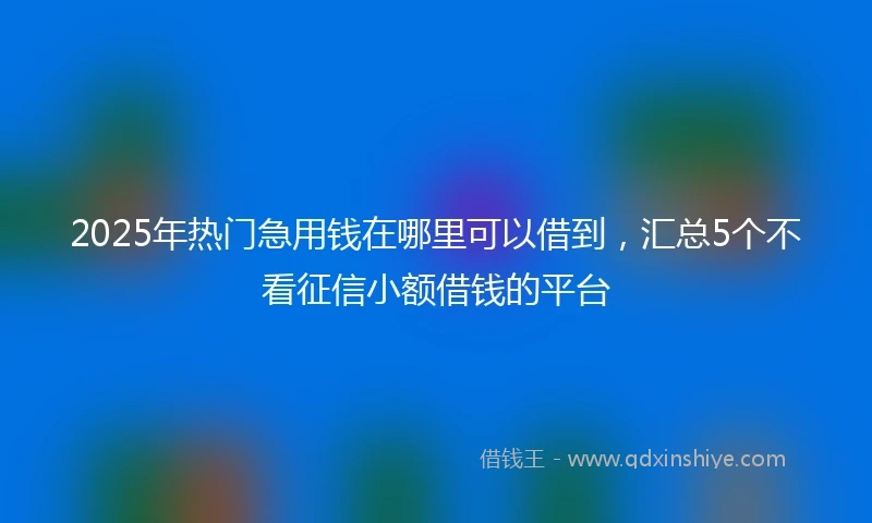 2025年热门急用钱在哪里可以借到，汇总5个不看征信小额借钱的平台