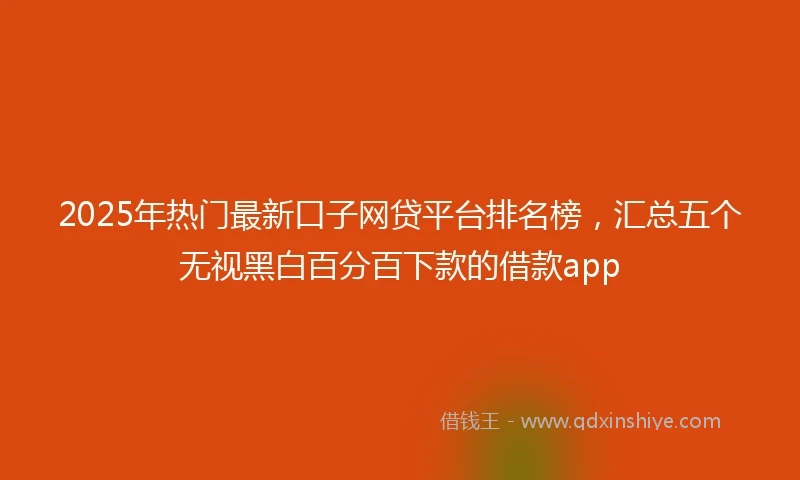 2025年热门最新口子网贷平台排名榜，汇总五个无视黑白百分百下款的借款app