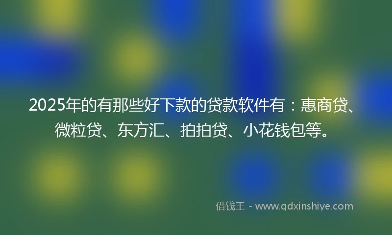 2025年的有那些好下款的贷款软件有：惠商贷、微粒贷、东方汇、拍拍贷、小花钱包等。