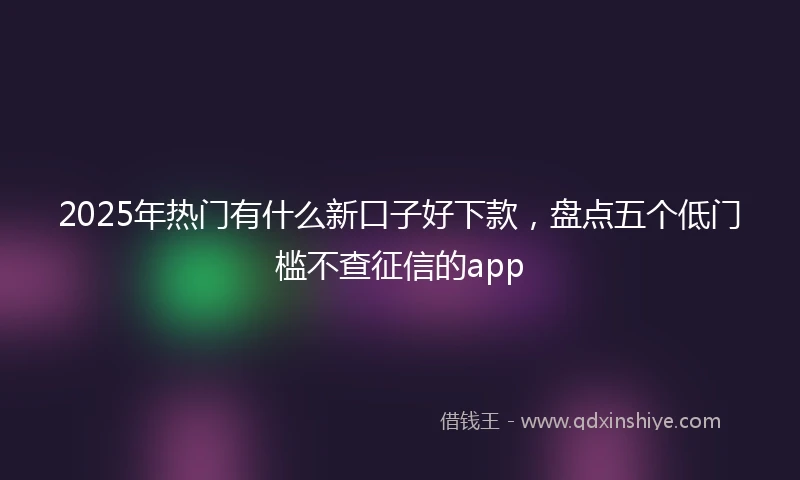 2025年热门有什么新口子好下款，盘点五个低门槛不查征信的app