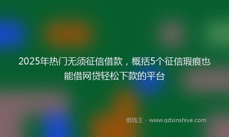 2025年热门无须征信借款，概括5个征信瑕疵也能借网贷轻松下款的平台