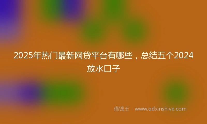 2025年热门最新网贷平台有哪些，总结五个2024放水口子