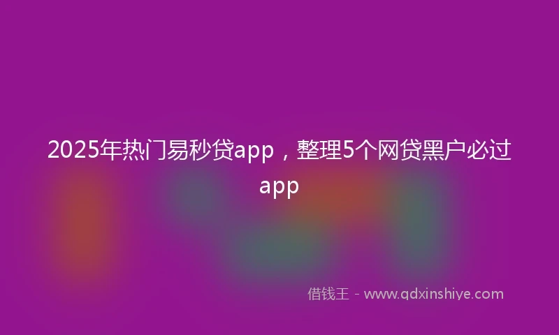 2025年热门易秒贷app，整理5个网贷黑户必过app