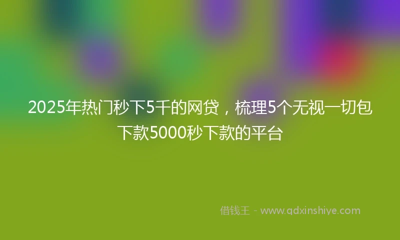 2025年热门秒下5千的网贷，梳理5个无视一切包下款5000秒下款的平台