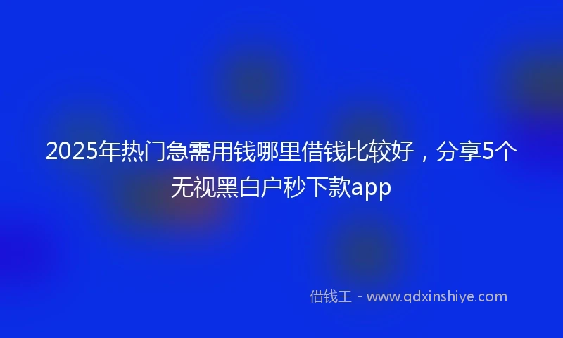 2025年热门急需用钱哪里借钱比较好，分享5个无视黑白户秒下款app