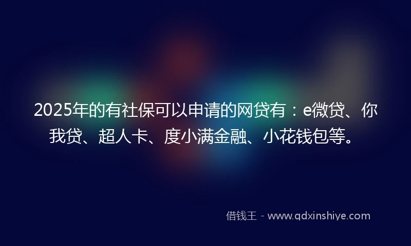 2025年的有社保可以申请的网贷有：e微贷、你我贷、超人卡、度小满金融、小花钱包等。