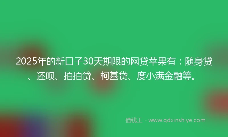 2025年的新口子30天期限的网贷苹果有：随身贷、还呗、拍拍贷、柯基贷、度小满金融等。