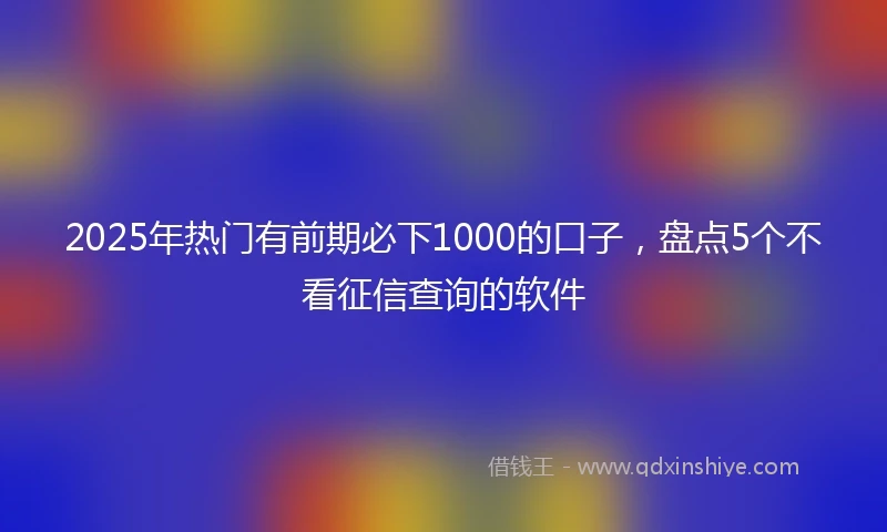 2025年热门有前期必下1000的口子，盘点5个不看征信查询的软件