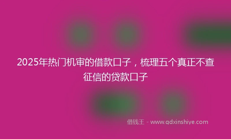2025年热门机审的借款口子，梳理五个真正不查征信的贷款口子