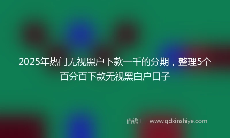 2025年热门无视黑户下款一千的分期，整理5个百分百下款无视黑白户口子